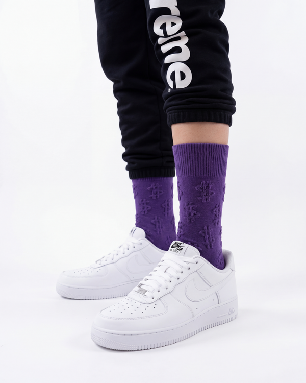 Purple Money Socks lifestyle