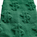 Close-up of green Money Socks knit texture highlighting the raised 3D dollar-sign detail