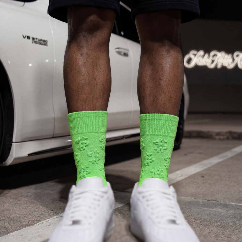 Lime Green Money Socks