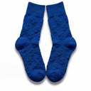 Royal Blue Money Socks flat lay showing full pair and 3D dollar sign pattern