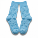 Sky Blue Money Socks flat lay showing full pair and 3D dollar sign pattern