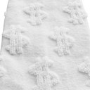 Close-up of white Money Socks knit texture highlighting the raised 3D dollar-sign detail