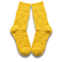 Yellow Money Socks flat lay showing full pair and 3D dollar sign pattern